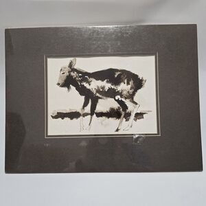 Robert James Foose Brown Goat Ink Drawing 1975 Signed Artwork Farm Kentucky